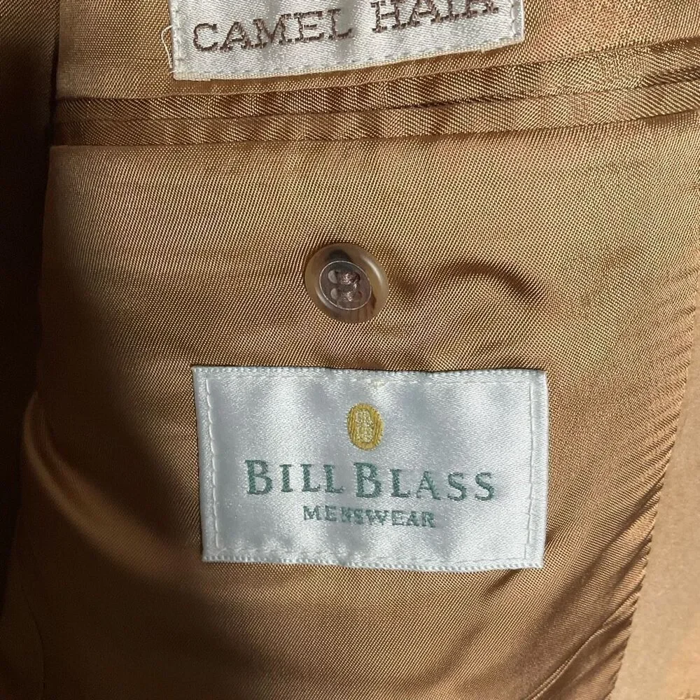 Bill Blass Men’s 42L Camel Hair‎ Blazer Tan Beige Sport Coat Jacket Two 2 Button